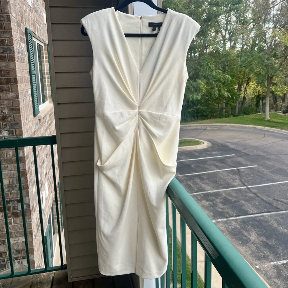 🆕 Donna Karan New York Ivory Sheath Dress Midi Work Wedding S2 S6 S8 S10 Office - Picture 3 of 16